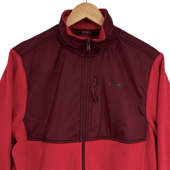 Lands End Men Full Zip Fleece Jacket M Rich Red T200 Outdoor Midweight Hiking - Picture 3 of 15